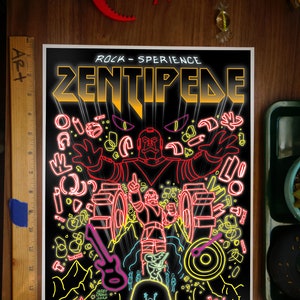 Bob's Burgers - Zentipede Rock-sperience Laser Lightshow Concert Poster General Inzanity  - Wharf Planetarium