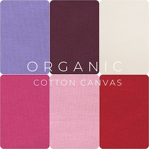 ORGANIC COTTON CANVAS Fabric - Sold in 1/2 yard increments ,Pink Red Lavender Cream, Eco-Friendly Upholstery & Sewing Material by the Yard