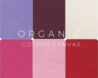 ORGANIC COTTON CANVAS Fabric Cloth 10 oz. - Sold in 1/2 yard increments Purple Pink Red Lavender White