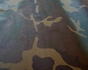 Camo Woodland Waxed Army Duck Canvas Fabric 10.10 oz. - Sold in 1/2 yard increments