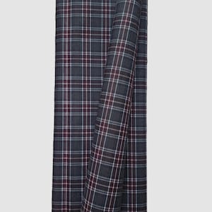Waxed Plaid Canvas BURGUNDY COLORWAY No. 002 - Burgundy, Charcoal, Black and White  Sold in 1/2 yard Increments