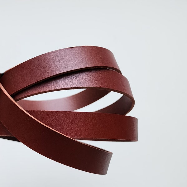 3/4 Inch Wide Mahogany Bridle LEATHER STRAP - 6/7 oz. Various Lengths