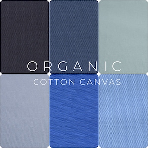 ORGANIC COTTON CANVAS Fabric Cloth 10 oz. - Sold in 1/2 yard increments Navy Blue Light Blue