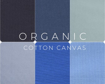 ORGANIC COTTON CANVAS Fabric Cloth 10 oz. - Sold in 1/2 yard increments Navy Blue Light Blue