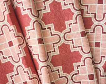 CORAL Modern Organic Barkcloth Fabric Frank Lloyd Wright Prisms Collection | Textured Cotton Upholstery & Craft Fabric by the Yard