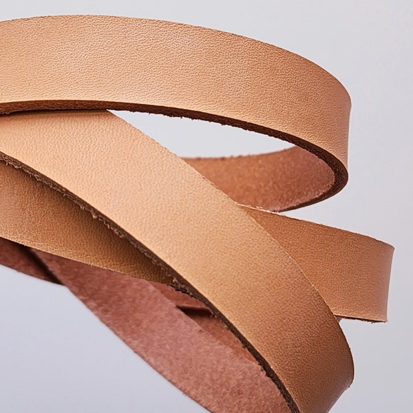 Natural Bridle Leather Strap - 6/7 oz. 55" - 60" Length available 1/2 inch 3/4 inch and 1 inch widths