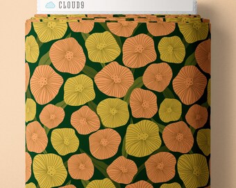 Organic Quilter's Weight Cotton - Poppy Field Green Bloom 11-Inch Sample Cut