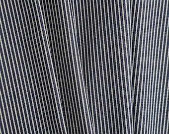 Cotton Denim Fabric - Heritage Workwear Indigo Stripe 11-Inch Sample Cut