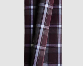 Waxed Plaid Fabric - Burgundy 11-Inch Sample Cut