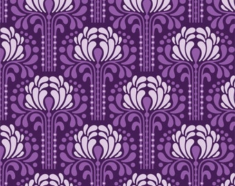 ORGANIC CANVAS Cloud9 Magic Flowers Purple - Sold in 1/2 yard increments