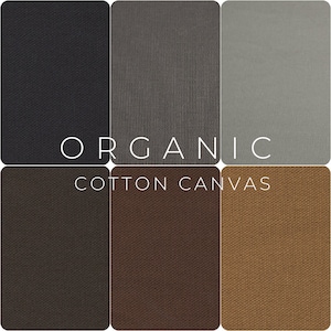 ORGANIC COTTON CANVAS Fabric Cloth 10 oz. - Sold in 1/2 yard increments Black Grey Brown