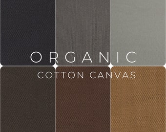 ORGANIC COTTON CANVAS Fabric Cloth 10 oz. - Sold in 1/2 yard increments Black Grey Brown