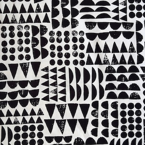Organic Cotton Canvas Fabric | Black Abstract Block Print, Eco-Friendly Upholstery & Sewing Material by the Yard, Modern Minimal Design