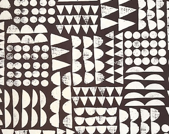 Organic Cotton Canvas Fabric | Gray Abstract Block Print, Eco-Friendly Upholstery & Sewing Material by the Yard, Modern Minimal Design