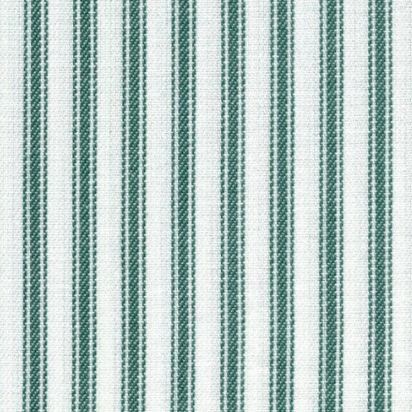 GREEN TICKING Cotton Fabric - Sold in 1/2 Yard Increments