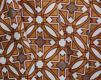 MUSTARD + BROWN Modern Organic Barkcloth Fabric Frank Lloyd Wright Prisms Collection | Textured Cotton Upholstery & Craft Fabric by the Yard