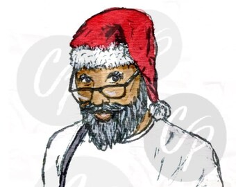 Holiday Digital Stamp, Nick, Black Santa, Santa Claus, Digital Stamp, Holiday stamp, Santa Digital Stamp, Holiday