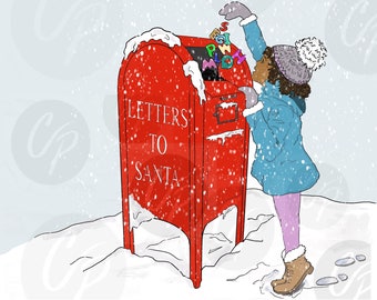 Holiday Digital Stamp, Letters to Santa, Christmas, Christmas Mail, Santa, Mail Box