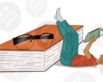 Digital Stamp, Bookworm-ish, Bookworm, Woman reading a book, Reading, Woman