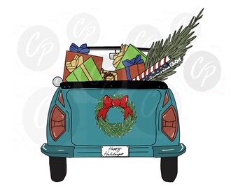 Holiday Digital Stamp, Holiday Shopping Digital Stamp, Retail Therapy, Holiday Car
