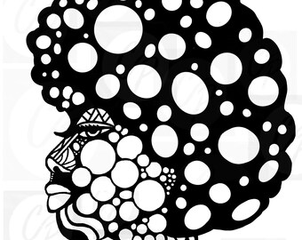 Digital Stamp ,Stencil, Female Art Digital Stamp, Naomi, Afro Boho, Ethnic, Black Woman, Woman's Face Profile, Digi Stamp, Stamps, female