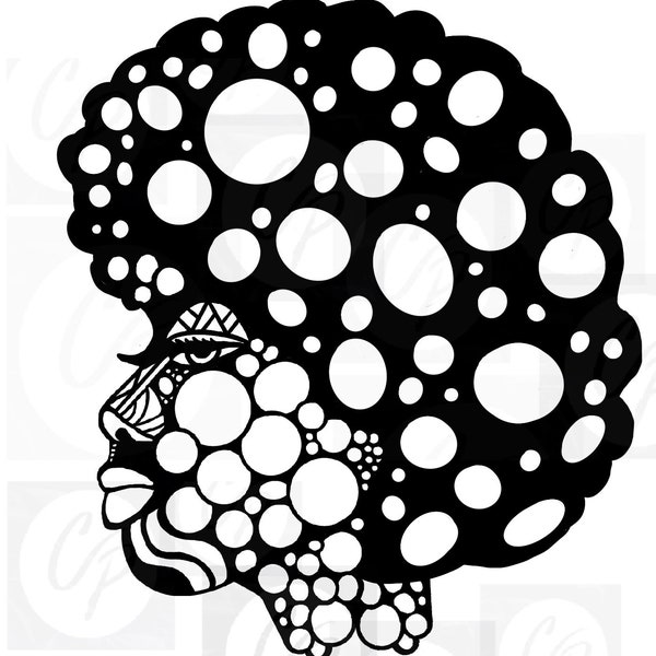 Digital Stamp ,Stencil, Female Art Digital Stamp, Naomi, Afro Boho, Ethnic, Black Woman, Woman's Face Profile, Digi Stamp, Stamps, female