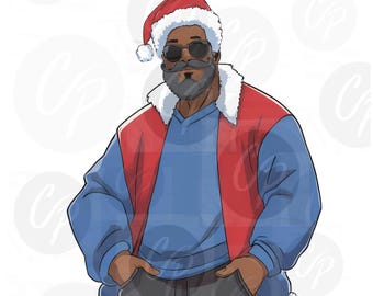 Holiday Digital Stamp, The Holiday Guy, Holiday Guy,  Black Santa, Santa Claus, Digital Stamp, Holiday stamp, Santa Digital Stamp, Holiday