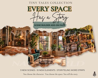 Tiny Tales Collection – Every Space Has a Story – Scene Builder Add-On Pack – Printable Art Journal Scenes & Ephemera Art Journal Kit