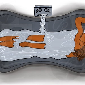 Digital Stamp, Relaxing Bath , Woman Soaking in the Tub, Woman taking a bath,  Digital art, illustrations, drawings, digital stamps, female