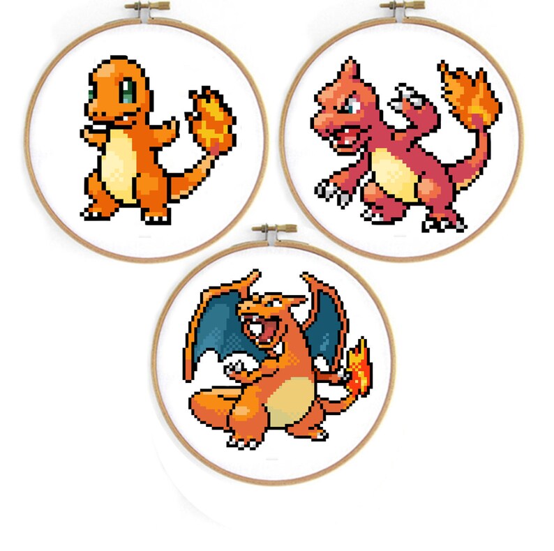 Charmander charmeleon charizard Cross Stitch Pattern Bundle Etsy