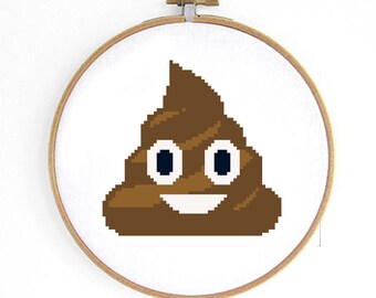 Poop Emoji Cross Stitch Pattern