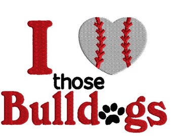 baseball embroidery design,Bulldogs filled stitch, digital download