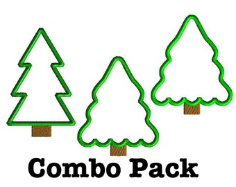 Christmas tree combo pack of embroidery designs, 3 styles, 35 designs in pack, digital download