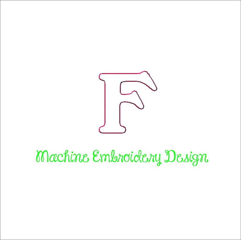 Quilting or Light Stitch Triple Run Machine Embroidery Design 6 Sizes Letter F Outline