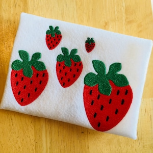 Strawberry embroidery design, 12 size filled stitch machine embroidery design, fruit embroidery, berry embroidery, summer embroidery design