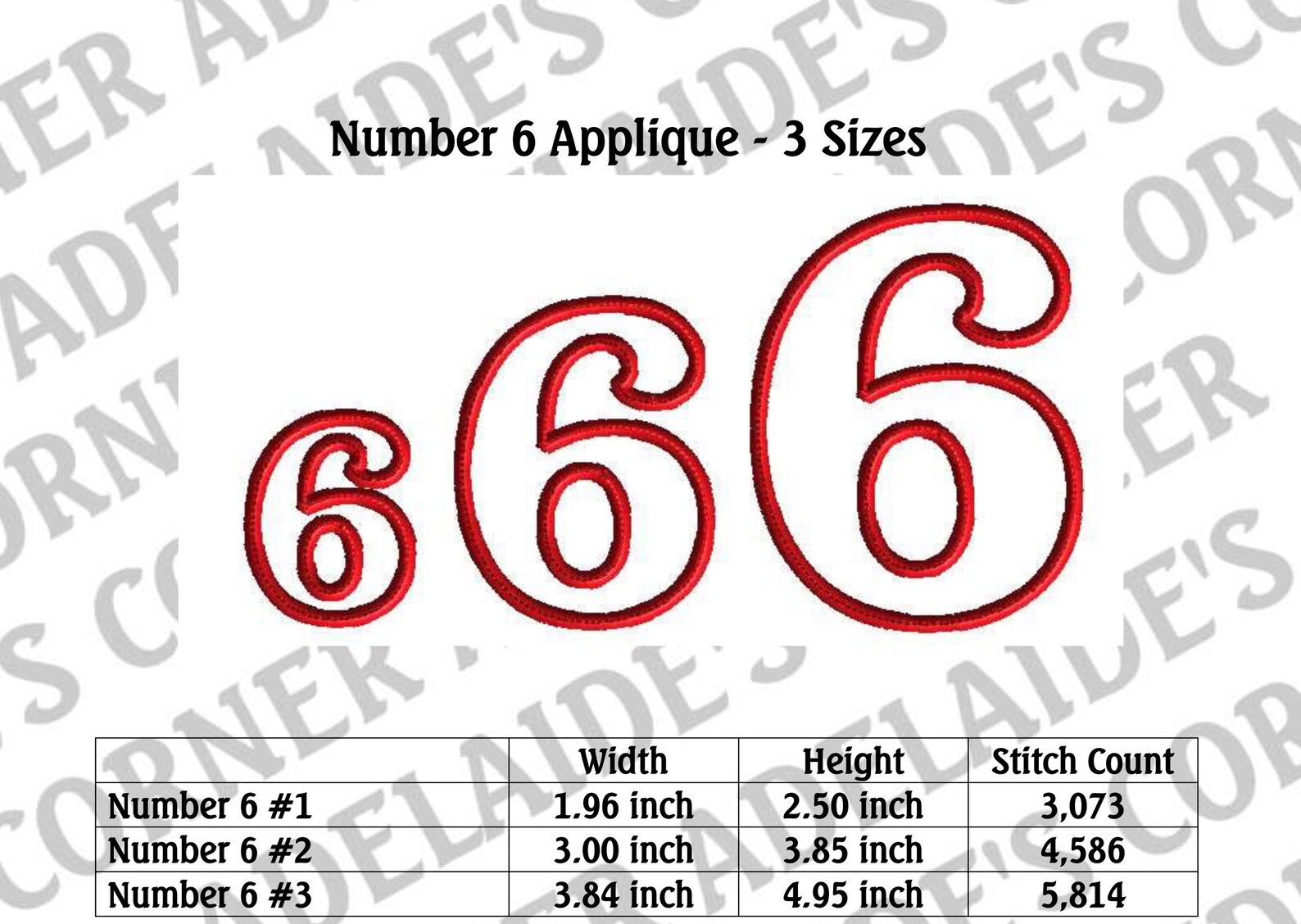 Embroidery Design, Number 6 Applique, Machine Embroidery Design, 3 ...