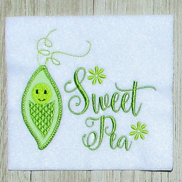 Sweet Pea Embroidery Design, Applique 3 Sizes