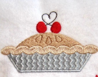 Cherry Pie Design, Cherry Pie Embroidery Design, Machine Embroidery Design, Filled Stitch, 2 Sizes, No Fonts Included