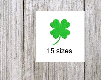 Four leaf clover embroidery design, 15 sizes, filled stitch clover design, lucky flour leaf clover
