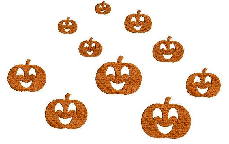 Smiling Pumpkin embroidery design, 10 sizes, Jack O Lantern embroidery, filled stitch, Halloween embroidery, fall, autumn Pumpkin embroidery image 5