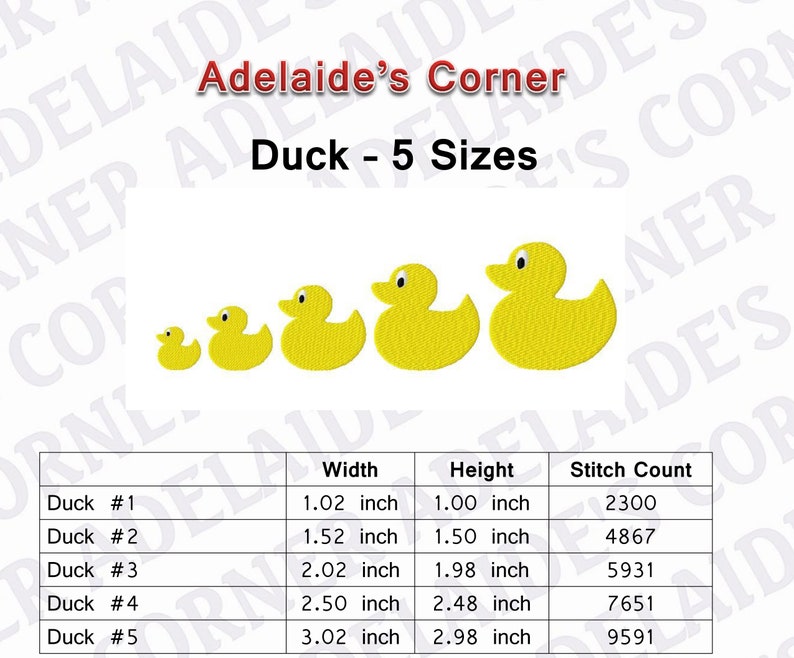 Mini Duck Embroidery Design Filled Stitch Duck 5 Sizes Etsy