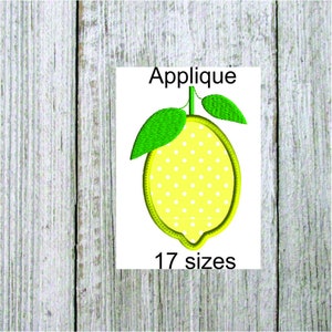 Lemon embroidery design, 17 sizes, lemon applique, machine embroidery, fruit design, summer design, citrus embroidery