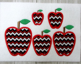 Apple Applique Machine Embroidery Design, 5 Sizes