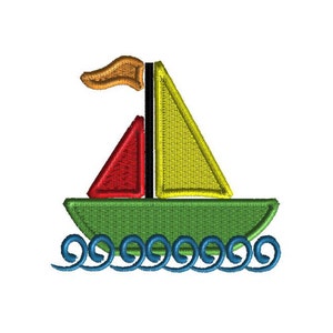 Sailboat Machine embroidery design,  3 sizes, filled stitch, summer sailboat, ocean, lake, nautical, boat embroidery design, vacation