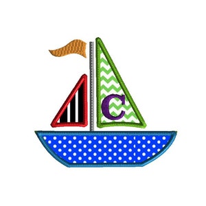 Sailboat Applique, Machine embroidery design, 3 sizes, no fonts included, summertime applique, beach embroidery, boat, ocean, sea