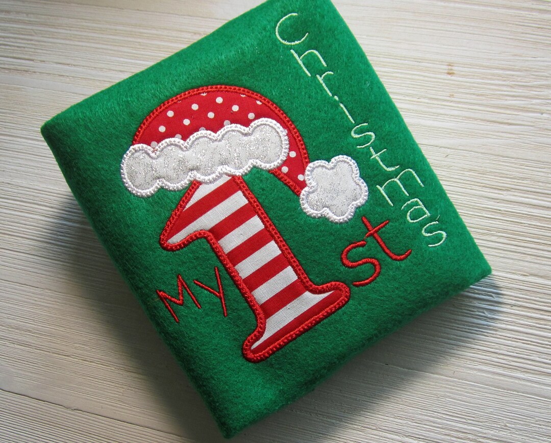 1st Christmas Santa Hat Applique 2 Size Design for Baby's Etsy