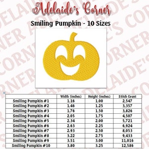 Smiling Pumpkin embroidery design, 10 sizes, Jack O Lantern embroidery, filled stitch, Halloween embroidery, fall, autumn Pumpkin embroidery image 3