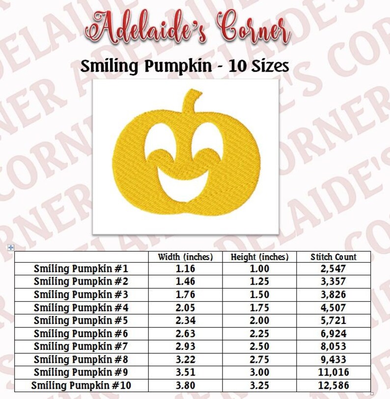 Smiling Pumpkin embroidery design, 10 sizes, Jack O Lantern embroidery, filled stitch, Halloween embroidery, fall, autumn Pumpkin embroidery image 3