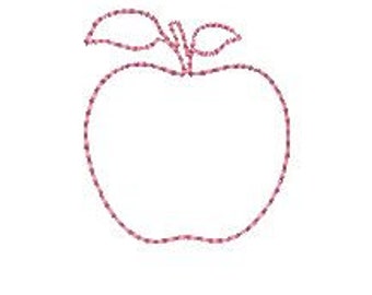 Apple Outline, Single Run, Machine Embroidery, Quilting or Light Stitch Design, 7 Sizes, digital downlolad