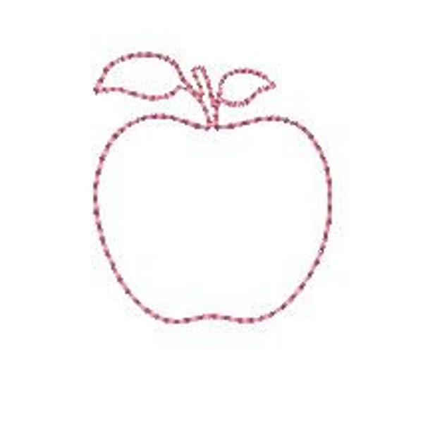 Apple Outline, Single Run, Machine Embroidery, Quilting or Light Stitch Design, 7 Sizes